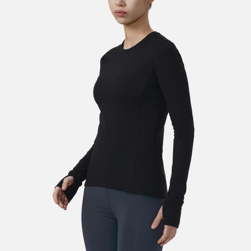 Spyder Black Long Sleeve Thumb Hole Activewear Pullover Top - Picture 2 of 8
